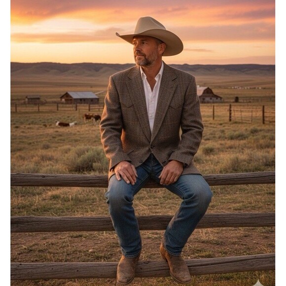 Vintage 70s Levi’s Western Wear Cotton Tweed Check Blazer 40-42L USA Made - Picture 1 of 13